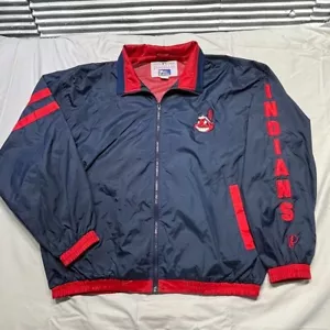 Vintage 90s Cleveland Indians Jacket Mens XL Pro Player Embroidered Windbreaker - Picture 1 of 11