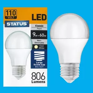 9W (=60W) 110V Pearl LED, A60 GLS Globe, Edison Screw ES E27 Light Bulb Lamp - Picture 1 of 3