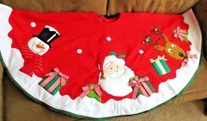 FILZ 3D WEIHNACHTSMANN RENTIER SCHNEEMANN GESCHENKE BÄNDER GROSSE 46" x 50" BAUMROCK - Bild 1 von 10