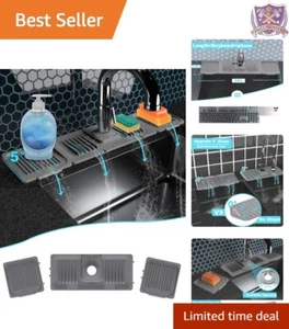Sink Splash Guard Silicone 24in Faucet Heat Resistant Mat with Sponge Holder - Picture 1 of 12