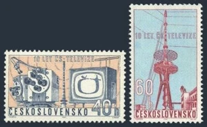 Czechoslovakia 1167-1168, MNH. Mi 1394-1395. Czechoslovak television-10, 1963. - Picture 1 of 1