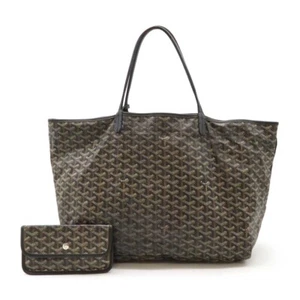 Goyard Saint Louis GM Schwarz PVC Leder Schultertasche Handtasche Used Japan F / - Bild 1 von 9