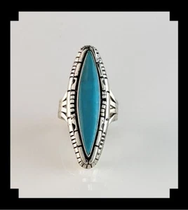 Sterling and Sleeping Beauty Turquoise Ring Size 7 3/4 - Picture 1 of 6