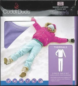 Cuddl Duds Girls Thermal Layers 2 Pcs Long Sleeve Pant XS 4-5 Lilac Purple White - Picture 1 of 4