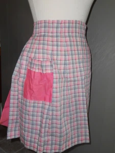 Vintage Apron Pink Grey Checkered Kitchen Collectibles Granny Core Retro - Picture 1 of 4