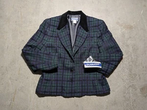 Vintage 90s Pendleton Deadstock Black Watch tartan Wool Womens Blazer Size 14 - Picture 1 of 12