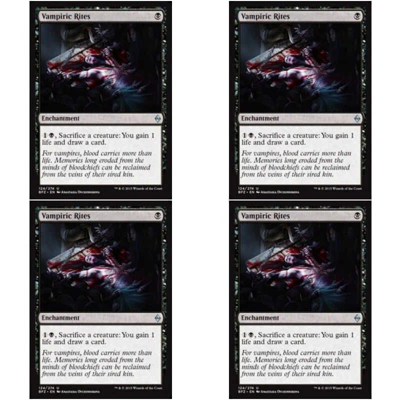 4 x VAMPIRIC RITES NM Battle for Zendikar MTG Black - Enchantment Unc - Image 1 of 1