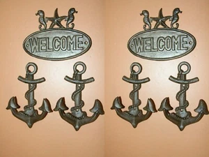 Huge Nautical Anchor Wall Hooks Solid Cast Iron, Welcome Sign, Maritime Style - Picture 1 of 12