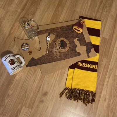 Lote Washington Redskins Bufanda Vidrio 50 Taza Cerámica Canción Adorno Placa Sombrero Prendedores Foto 1 de 4