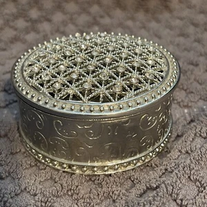 CAJA BARATIJA VINTAGE ORNAMENTADA Estrás Forrada Interior e Inferior - Imagen 1 de 11