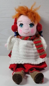 Ganchillo Rojo Cabeza Niña Invierno Conjunto Orejeras Crochet Aprox 17" - Imagen 1 de 4
