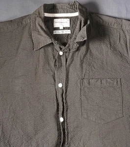 Camisa Norse Projects Para Hombre Grande Marrón Seersucker Abotonada Manga Corta Informal - Imagen 1 de 5