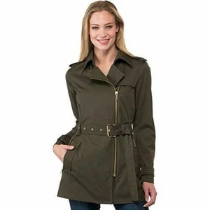Michael Michael Kors Trenchcoat Damen Medium Oliv Gürtel Reißverschlusstaschen Schulterklappen - Bild 1 von 12