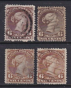 Canada 1868  LQ #27 and 27a   Two Shades of Each  CV $240.00  See* - Bild 1 von 2