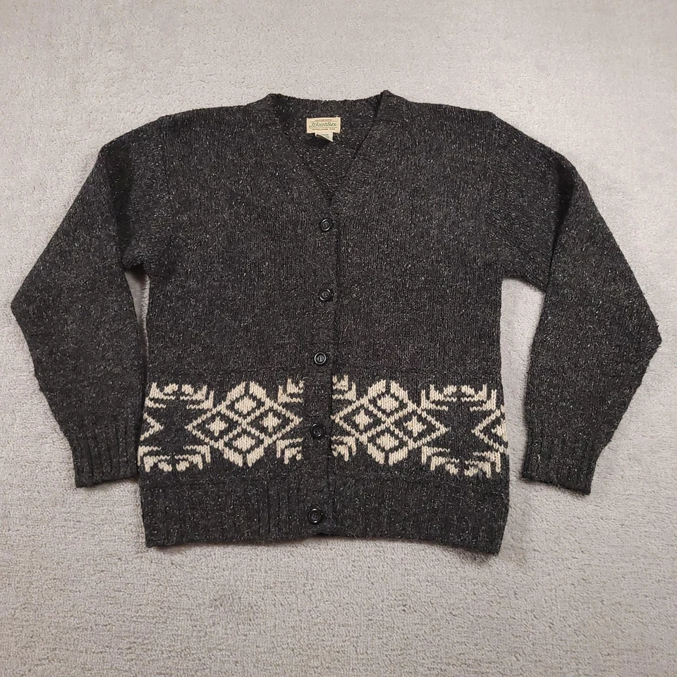 Vintage St Johns Bay Sweater Women's Medium Button Cardigan Wool Blend Aztec 90s - Image 1 of 4