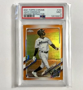 Jazz Chisholm Jr. 2021 Topps Chrome Rookie Orange Refractor Numbered /25 PSA 9 - Picture 1 of 4