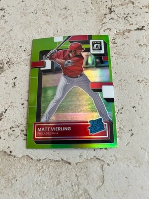 2022 Panini Donruss Optic - Rated Rookie Matt Vierling #85 Lime Green Prizm (RC) - Image 1 of 2