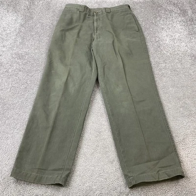 Farah Chinos Pants Men's 33x30 Green Flat Front Casual Cotton - Image 1 of 4