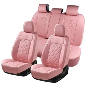 Car Seat Covers Full Set, Pink Leather Seat Covers for Cars, Universal - Picture 1 of 7
