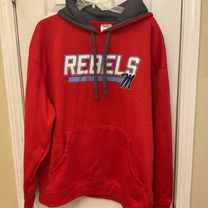 Ole Miss Rebels Hoodie Sweatshirt Red Fleece Pullover Sz XL Kangaroo Pocket - Picture 1 of 8