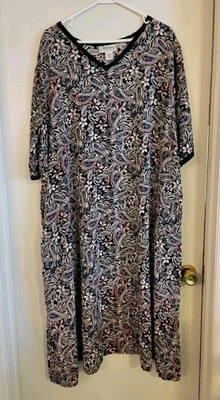 MUJER AZUL Paisley House Vestido JERSEY ELÁSTICO CUELLO EN V INFORMAL 3X Bolsillos Midi Foto 1 de 4