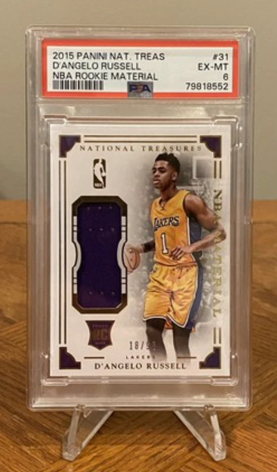 2015 Panini National Treasures NBA Rookie Material D'Angelo Russell RC 18/99 PSA - Image 1 of 1