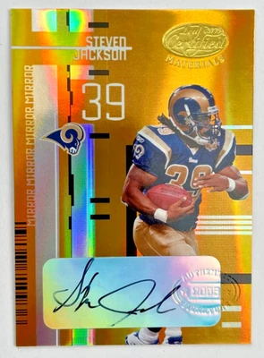 Steven Jackson 2005 Leaf Certified Materials MIRROR GOLD AUTO #110 Rams #d 01/10 - Image 1 of 4