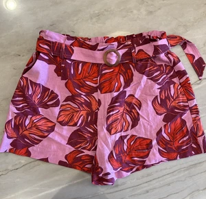 Sofia Jeans Leinenmischung Gr. L Paperbag Shorts rosa rot Boho Gürtel Beachy Resort - Bild 1 von 12