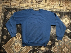 Vintage Tultex Crewneck Sweatshirt Blue Medium Made in USA Raglan 80s 90s - Picture 1 of 3
