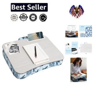 Stilvoller Designer Schreibtisch mit Telefonhalter - blaue Blüten - passt 15,6" Laptops - Bild 1 von 8
