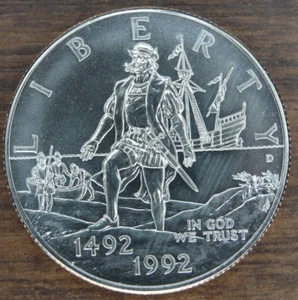 1992-D Columbus Unc Half Dollar Commemorative US Mint 50C Coin BU - Picture 1 of 2