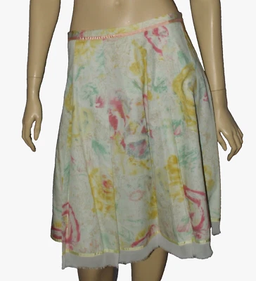 FALDA BOHO FLORAL ANTHROPOLOGIE ODILLE NUEVA TALLA 8 M PLISADA MEDIANA HASTA LA RODILLA Foto 1 de 4