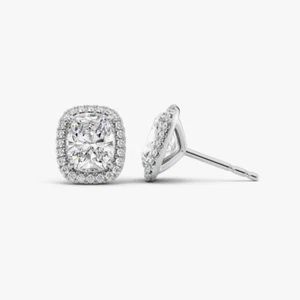 Earring 950 Platinum IGI Certified 2.30 Ct Lab Created Cushion Cut Diamond Stud - Picture 1 of 7