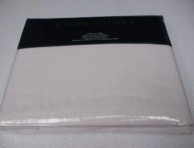 New Ralph Lauren CARY White Cotton Linen Flat Sheet - Queen - Image 1 of 4