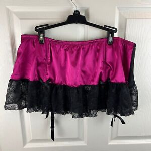 New NWT Women's Cacique Garter Belt Skirt Lace Black Pink Size 26/28