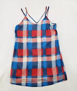 Womens Size M Red Blue White Plaid Sundress Patriotic Short Shift Dress USA NWT - Picture 1 of 9