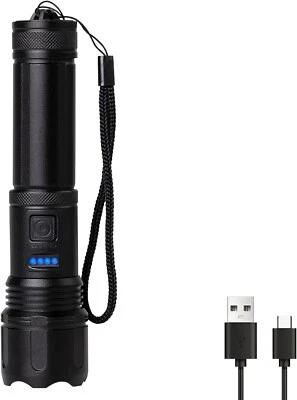 LQWELL® Taschenlampe LED USB C Aufladbar, Wasserdichte Flashlight für Camping