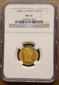 Hard to Find! 1786 A Austria Emperor Joseph II Gold Ducat Coin NGC UNC MS 62 - Picture 1 of 2