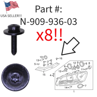 8 NEW HEADLAMP TORX SCREWS! FOR AUDI A4 Q7 A5 Q5 SQ5 A8 S8 SQ7 Q8 VOLKSWAGEN ETC - Image 1 of 3