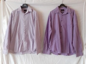 2 x Mens Purple Stripe Long Sleeve 100% Cotton Shirts 15.5 In Collar. Ventura 21 - Picture 1 of 4