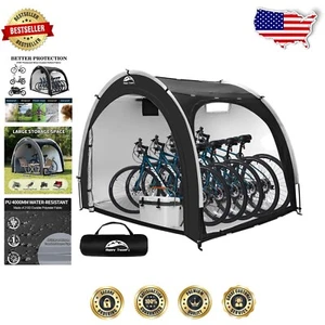 210D Oxford Waterproof Bike Storage Shed for 4-8 Bikes - Portable & UV Protected - Picture 1 of 10