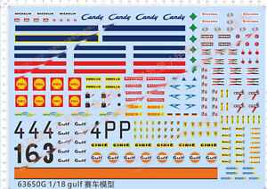 Detail Up 1/18 Sports Racing Car Markings Logos Numbers Model Water Slide Decal