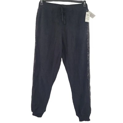 I.N.C. Pantalones de salón para mujer elásticos con lentejuelas y cintura atada negros XL Foto 1 de 4