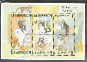 ALDERNEY MINI SHEET SG MSA95 "IN PRAISE OF THE CAT" M.N.H. 19/7/1996 - Picture 1 of 2