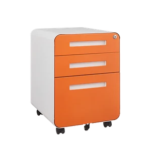 Rounded 3 drawer mobile filing cabinet, Multifunctional legal/letter/A4 file - Picture 1 of 12