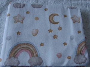 Soft Sky Cloud Star Rainbow White Flannelette Cotton FLAT Cot Sheet Handmade - Picture 1 of 3