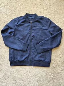 Parkar Jack & Jones faux suede bomber jacket navy blue mens XXL - Picture 1 of 9