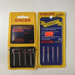 Vintage 2 confezioni di aghi per macchina da cucire Singer fascia rossa #2020 taglia 16 e 80/11 - Foto 1 di 2