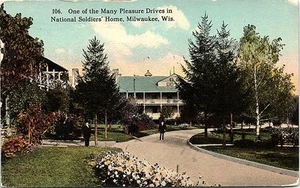 1913 Postcard One of Many Pleasure Drives National Soldiers' Home Milwaukee WI - Picture 1 of 2
