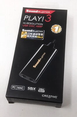 Creative Sound Blaster Play 3 Hi-Res USB DAC AMP Audio Adapter SB1730 - Image 1 of 3